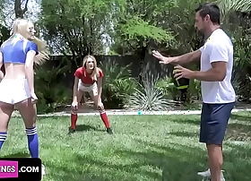 Marketable step father teach his sexy teen step sprouts how to handle balls but gets caught wide of his wife