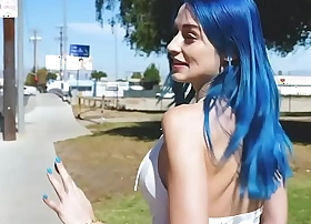 Jewelz blu sticks a vibrator in her twat and her stepbrother uses a remote control concerning pleasure her in public