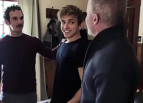 Familydick - stepdad added to step grandpa spitroast a horny twink