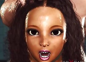 Going to bed gadgetry hot ebony in restraints and fat crazy chef