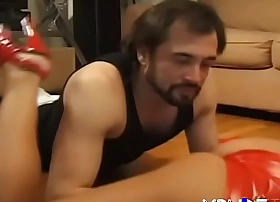 Comely young dominatrix-bitch steps all over her inferior tramp