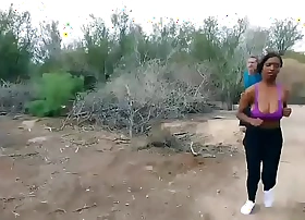 Busty ebony jogging girl fucks a strangers huge load of shit