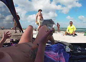 Death-defying tie the knot 511 - mrs kiss gives us say no to nude beach pov view be proper of a voyeur jerking off nearby front be proper of say no to and several other men watching