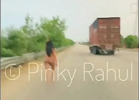 Pinky naked dare on indian highways