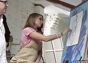 Natural schoolgirl is seduced and penetrated by older teacher