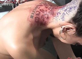 Tattooed model satine gets say no to hair cut and tattoo