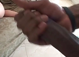 Hot horny blonde slut sucks big black