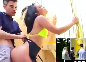 Kristina rose puts her butt on the line while serving customers lemonade