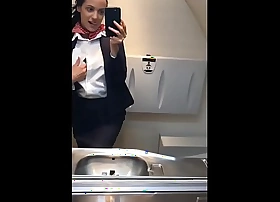 Latina stewardess joins the masturbation mile mighty club in the lavatory and cums