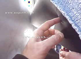 Stranger touch & ID woman's pussy median a crowded subversives train