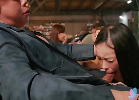 Tattooed Chinese girl got fuck harder than ever before with an increment of load of shit surrounding their way mouth.