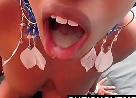 Sincere black step daughter mouth sprayed with hot load of semen by step dad sheisnovember large Bristols out with mouth open for horny daddy pumping cock into their way mouth in their way bedroom by msnovember