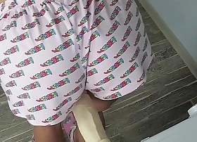 Russian girl sasha bikeyeva - y having fun with a very big dildo while parents are out like a light