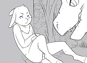 Furry porn t-rex together with goat - jurassic park