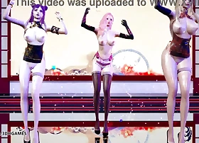 [MMD] GokurakuJodo League of Legends KDA Hot Naked Dance Uncensored Hentai Cosplay