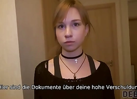 A vulnerable teen debtor brutally pays for her debts with her tender frowardness and vagina.