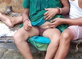 Indian adult bhabi seduces and fucks a young man while background noise dirty Telugu words, bellyache as he pounds her tight pussy hard