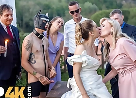 BRIDE4K. Sexy bride with natural tits is having a kinky sex with a groom dressed not far from as a aficionado