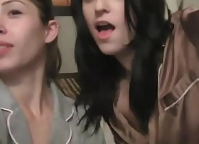 Sweet teens dominated by strapon dyke at near pajama party