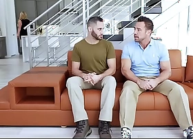 Milf stepmom threesome with father and son